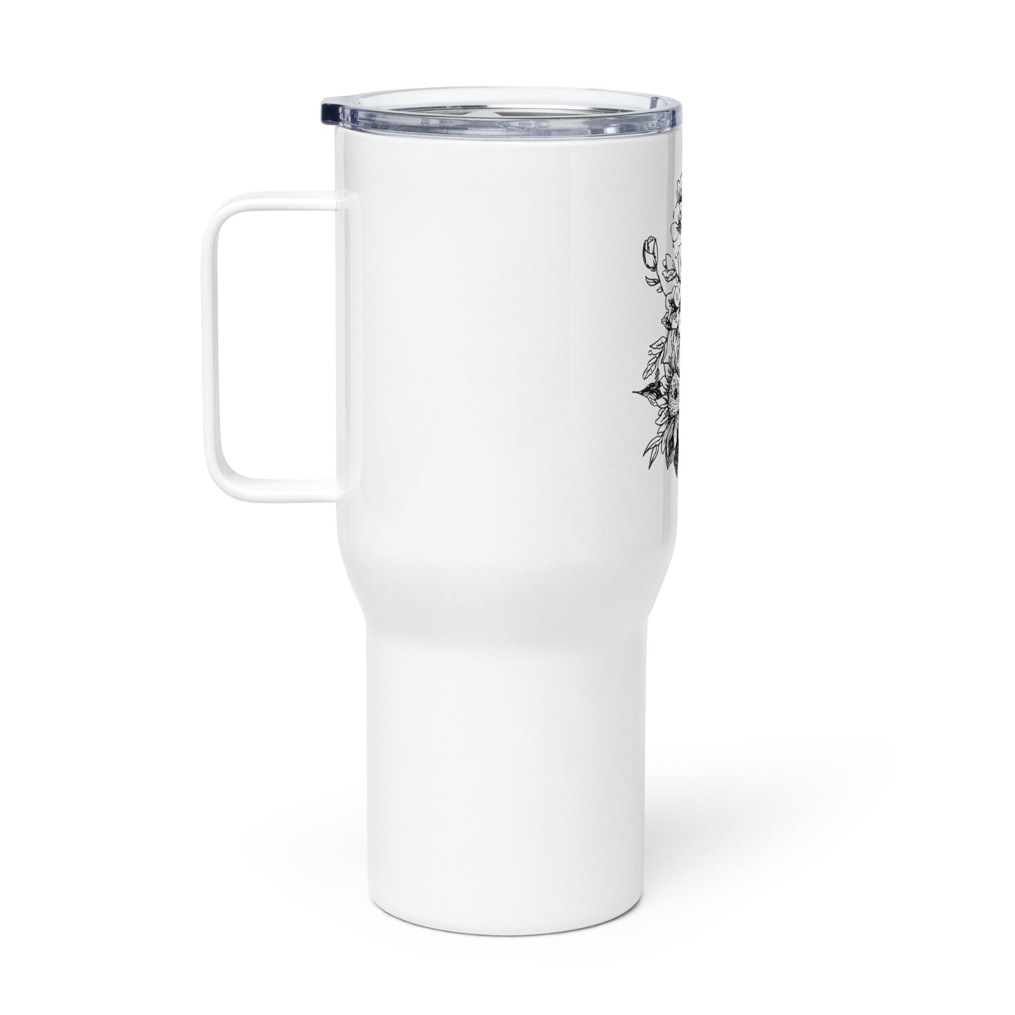 Brain with Flowers Travel Mug with Handle